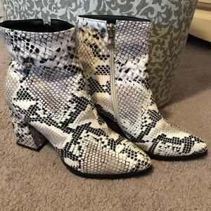 Snake print booties